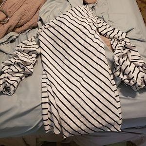 One shoulder striped dress